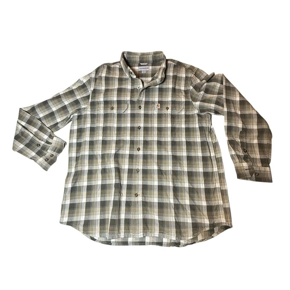 Carhartt Plaid Shirt Size XL Green Cotton Long Sleeve